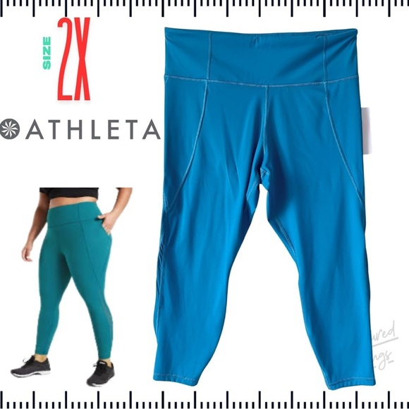 Athleta [2X - NWT] Lightning Stash 7/8 Tights Leggings in Teal - Picture 1 of 8
